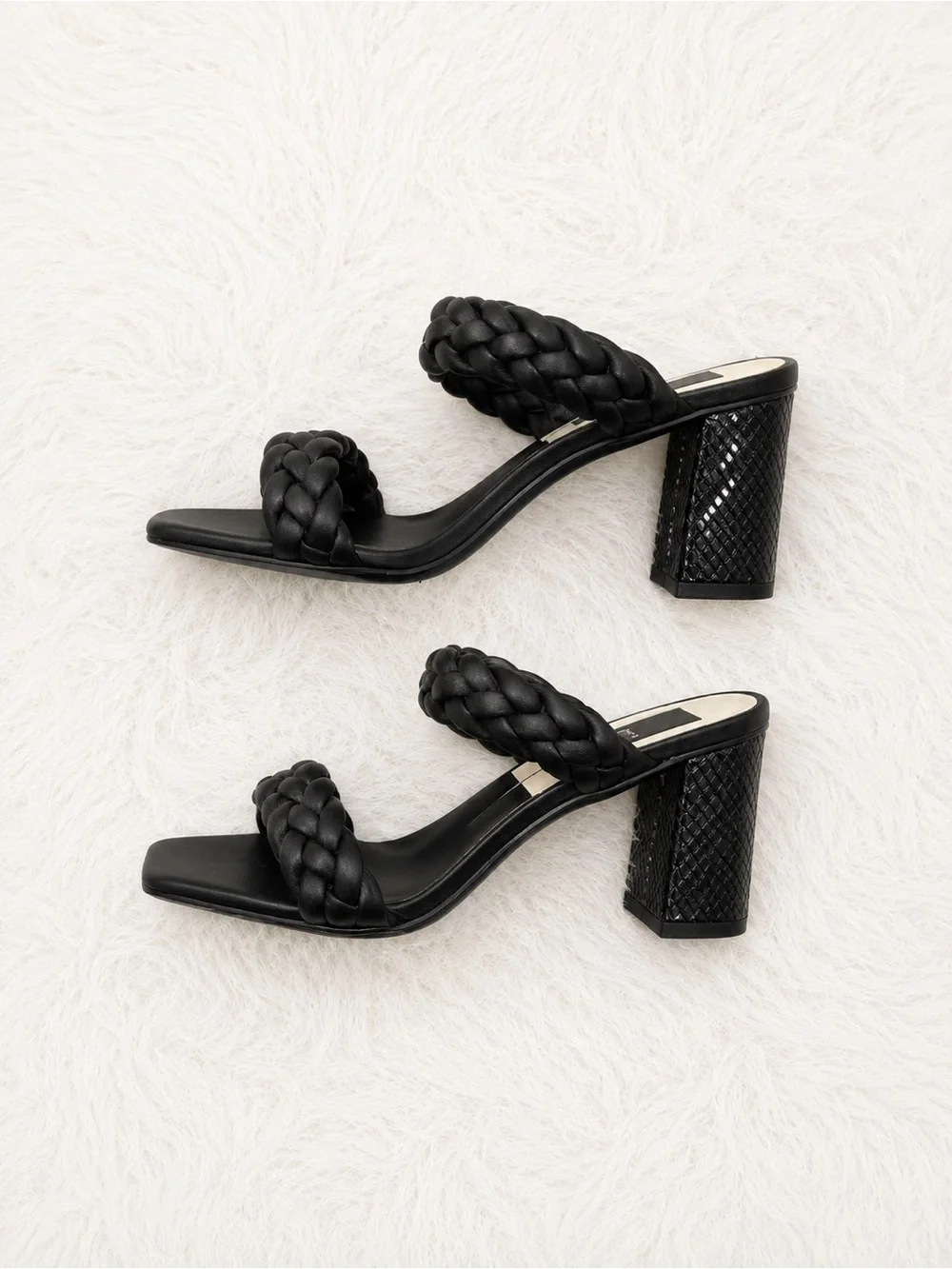 Dolce Vita Braided Block Heel Sandals Women’s Size 7 Black Square Toe Trendy - Picture 3 of 6